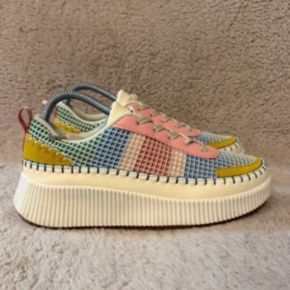 Lucky Step Shoes - Lucky Step Air Cooled Multi Color Patchwork Platform Sneakers Womens Size 9